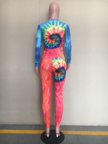 

two piece set women clothing tie dye print long sleeves home wear, Black;white