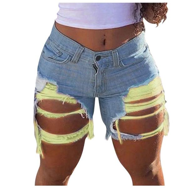 

women's jeans fashion high waist denim shorts blue ripped casual pants hole pencil streetwear plus size ladies short