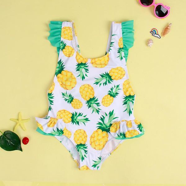

one-piece suits 2021 child sweet pineapple swimwear one pieces kid baby girl swimsuit ruffle bathing suit maillot de bain children print bik