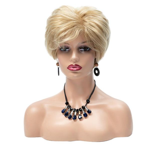 

synthetic wigs wig short blonde hair with bangs for white black wonder women heat resistant fluffy s136