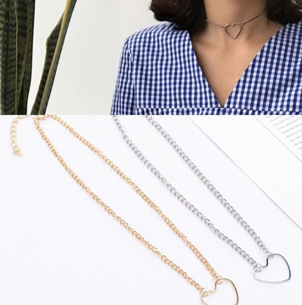 

european and american punk style hollow love short necklace, Silver