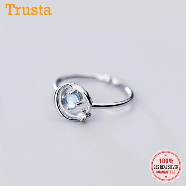 

cluster rings trustdavis genuine 100% 925 sterling silver sweet blue crystal cz open finger ring for women wedding jewelry ds1917, Golden;silver
