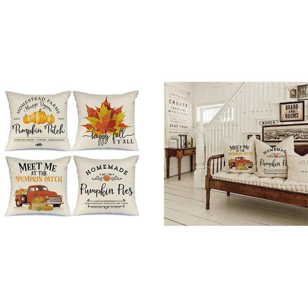 

pillow case fall covers set of 4 farmhouse throw pillows for thanksgiving autumn decorations cushion cases