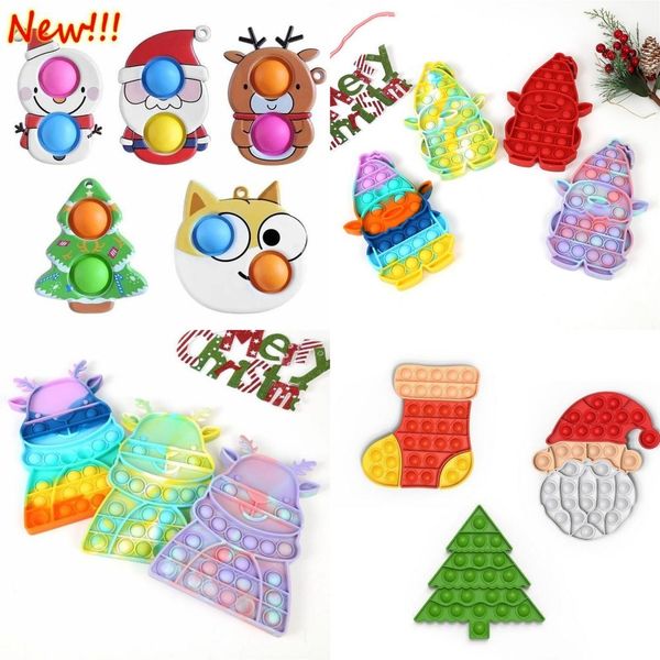 

christmas fidget puzzle toy christmas trees santa claus deer shape party favor silicone stress reliever dimple sensory toys