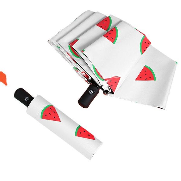 

umbrellas black plastic sun umbrella automatic folding protection three fold fruit pattern