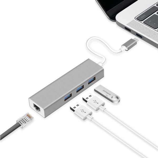

hubs usb 3.1 type-c to rj45 network card usb2.0 extender 3-port