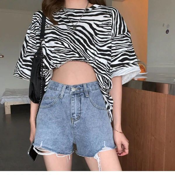 

women's shorts summer denim new style in 2021, White;black