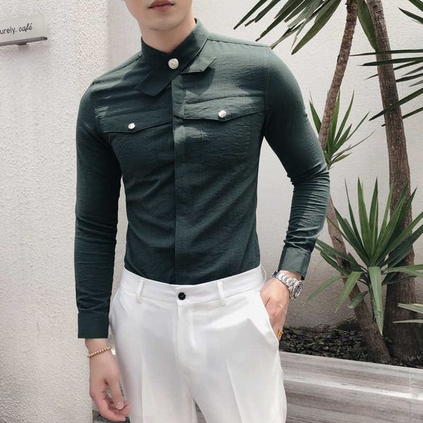 

men long sleeve shirts dress tuxedo shirts casual slim fit night club work shirt mens business shirts chemise homme 210527, White;black