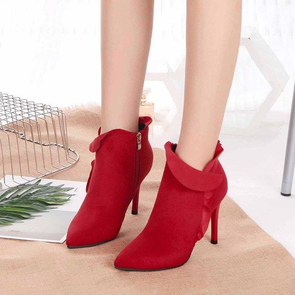

boots women's shoes europe suede waterproof table side zipper short tube ankle for women womenshoes, Black