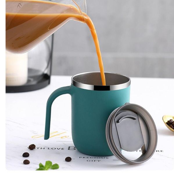 

double wall stainless steel mugs with handles vacuum insulated coffee cups side lacquer creative tumbler simple home water cup 400ml hhc7030