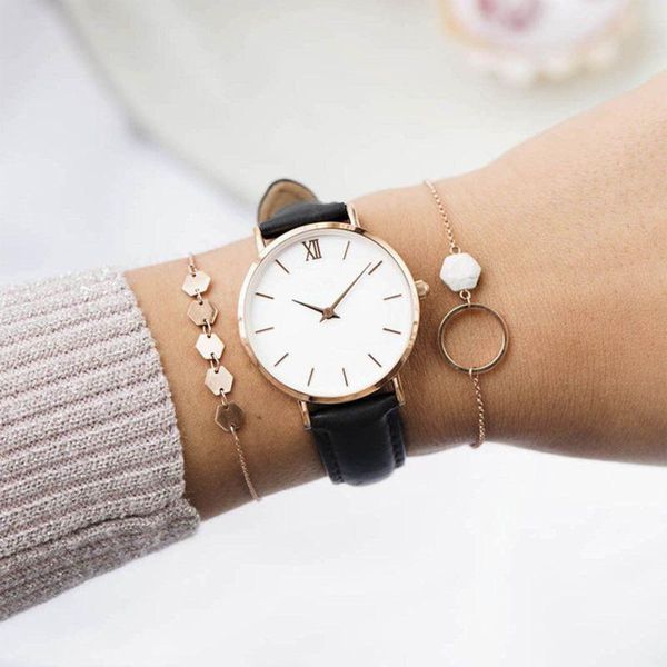 

wristwatches women's casual bracelet watch quartz mesh belt band fashion analog wrist watches rose gold romantic luxury, Slivery;brown