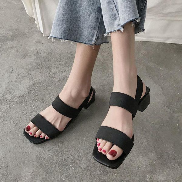 

sandals shoes women slippers red women's summer heel sandales femmes, Black