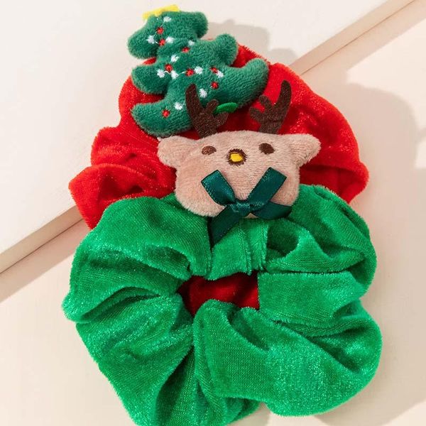 

hair accessories christmas rope ties for baby girls elastic bands women cartoon plush cord ring headwear, Slivery;white
