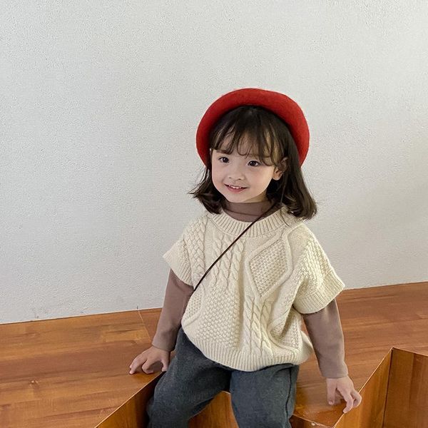

pullover 2021 arrival girls boys knitted sweater autumn winter fashion kids vest 1-8 years, Blue