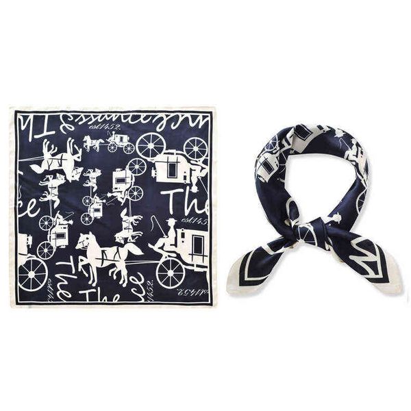 

scarves 2022 spring and autumn square british carriage small silk scarf trend versatile korean personalized scarf hair band decoration, Blue;gray