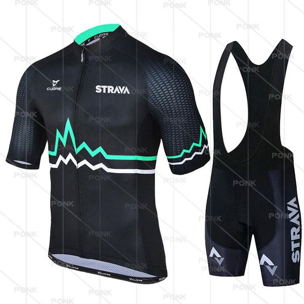 

racing sets summer cycling sweatshirt suit 2021 strava jersey set mtb uniform bike bib clothing quick dry bicycle clothes wear, Black;blue