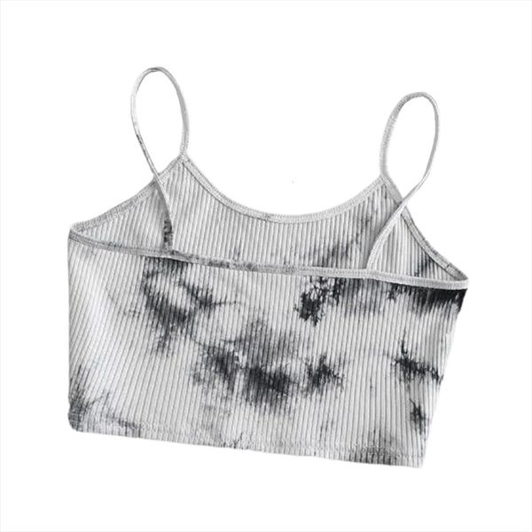 

tie dye summer women camis crop sleeveless vest shirts slim beach cropped, White