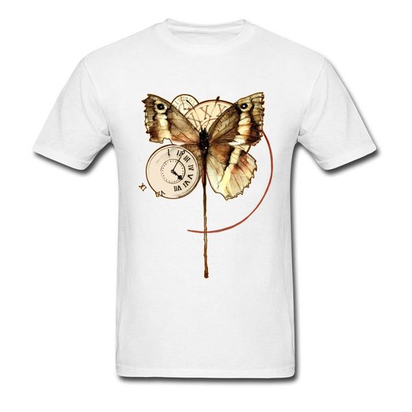 

ccccsport2018 Newest Steampunk T-Shirt Men Butterfly Clocks Mens Young College T Shirt Custom Design 3D Watercolor Print Tee Shirt, No print price