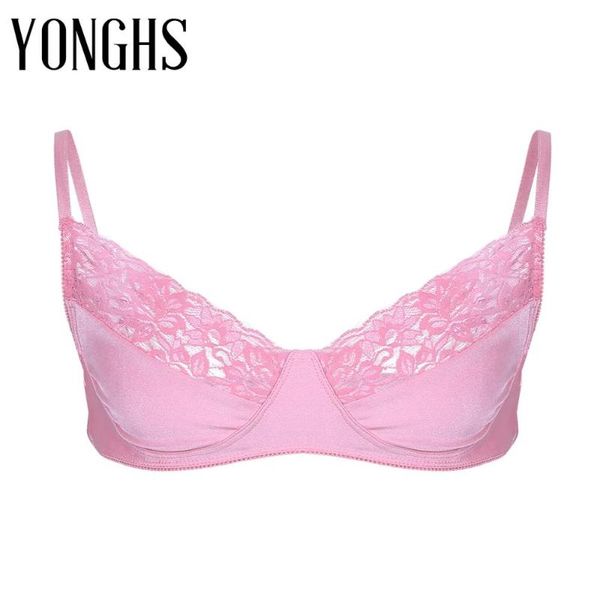 

bras mens sissy lingerie bra for bralette smooth fabric and lace wire-no pads gay homme exotic costume, Red;black