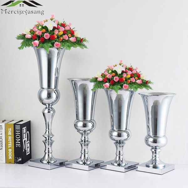 Vasos 10pcs vaso de mesa de casamento vaso de flor/stand mesa/casamento peças de casamento flores prateadas/piso para decoração de festa gthp027