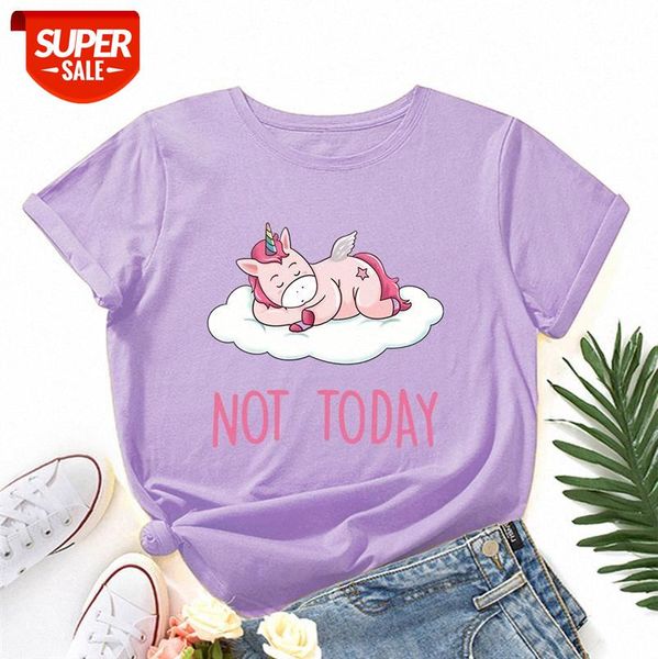 

spot cross-border european and american women's cloud unicorn loose round neck short-sleeved cotton t-shirt women #vc5w, White