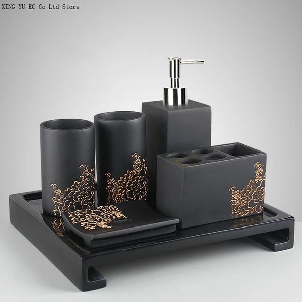 

modern minimalist bathroom supplies decoration accessories toothbrush holder mouthwash cup soap dish tray lotion bottle bath accessory set