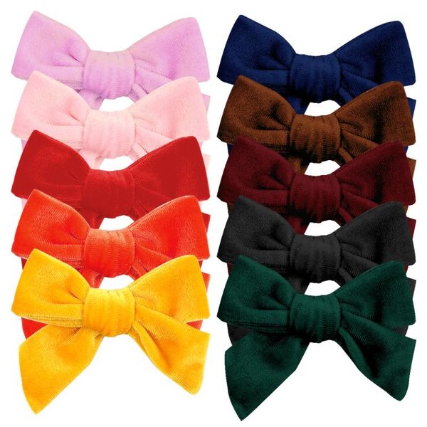 

hair accessories oaoleer 2021 3.5inch velvet bows solid bow knot boutique hairpins for kids girls fashion head wear with clips headwear, Slivery;white
