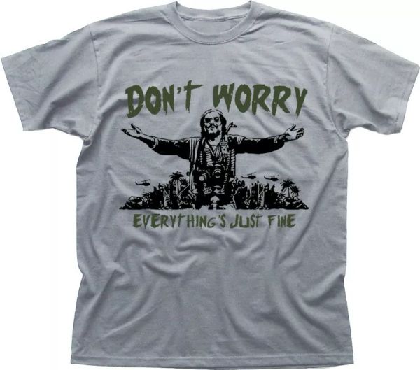 

don't worry everything is just fine war lord printed t-shirt fn9162, White;black