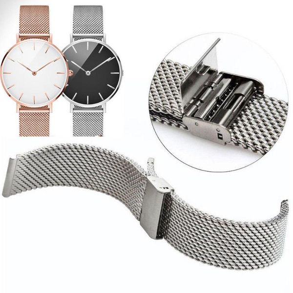 

watch bands mesh stainless steel milanese band link bracelet wrist strap gold sliver 4 colors width 12-22mm, Black;brown