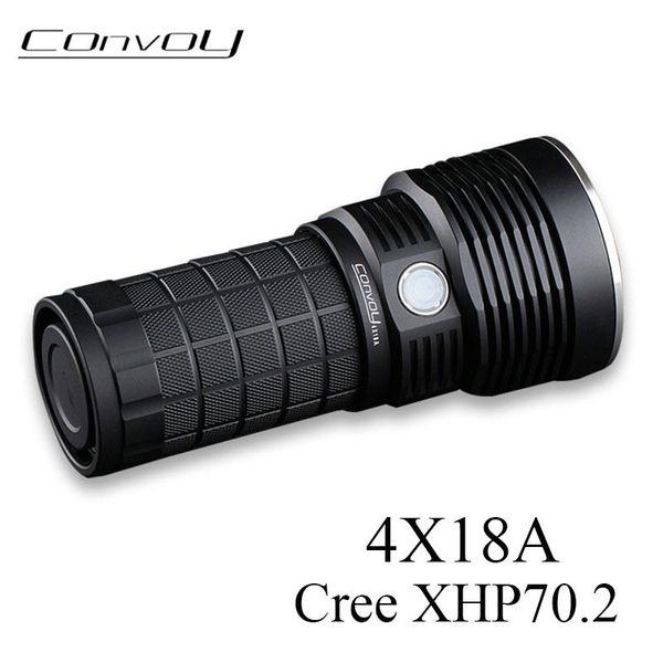 

flashlights torches convoy 4x18a led with cree xhp70.2 4300lm lantern temperature control type-c charging torch hunting camping l