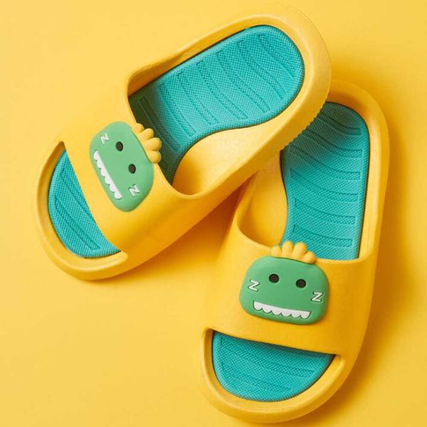 

summer children' slippers for boys girls dinosaur pvc flip flops baby non-slip beach sandals kids home bathroom shoes qq314 210712, Black;grey