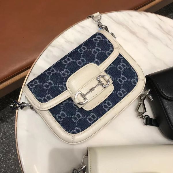 

design handbag 1955 mini saddle bag with horse clasp and one shoulder messenger bag, Red;black
