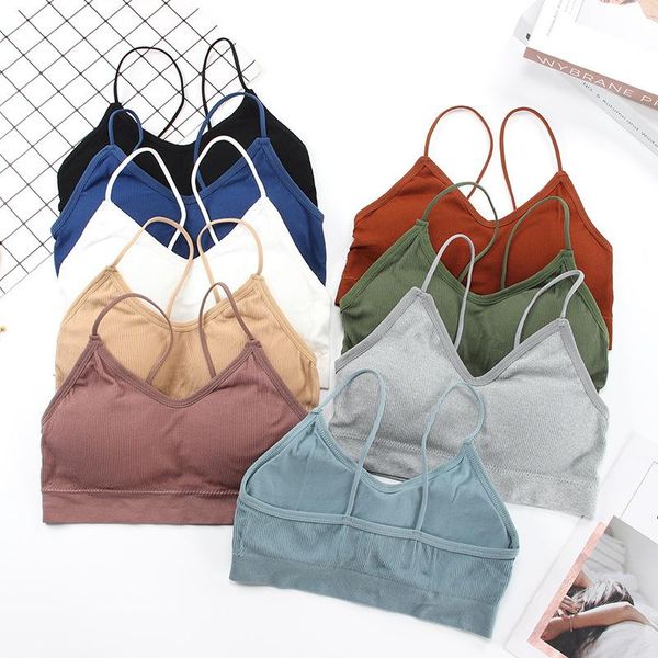 

yoga outfit women sports bra fast dry tube elastic padded running gym underwear solid color fitness sport breathing