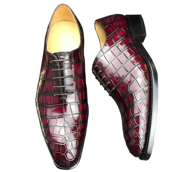 

dress shoes chue men formal crocodile leather real sole wedding business, Black