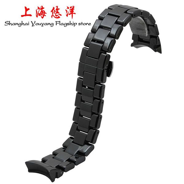 

watch bands 18mm 22mm accessories black ceramic band strap bracelets deployment buckle for ar1405 ar1453, Black;brown