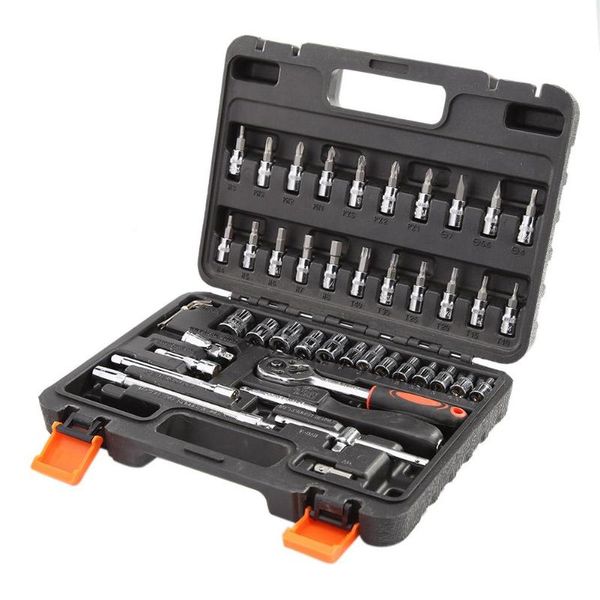 

professional hand tool sets 46pcs carbon ratchet wrench set steel mirror socket combination durable auto repair