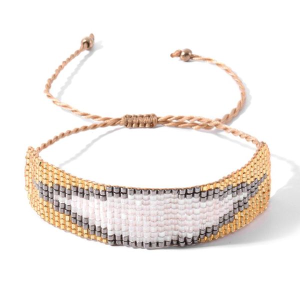 

charm bracelets yaukia miyuki bead bracelet bohemian geometry for women adjustable wristband handmade woven pulseras 2021 fashion jewelry, Golden;silver