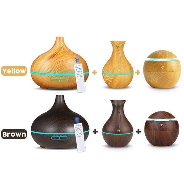 

storage bottles & jars 3pcs/set aroma air humidifier wood grain with led lights essential oil diffuser electric mist maker for
