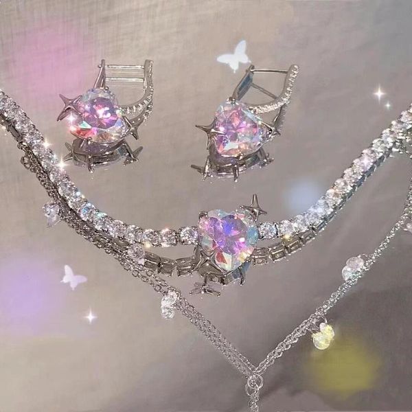 

chokers korean charms colorful crystal necklaces for women metal vintage love heart choker y2k gossip girls 90s style aesthetics gifts, Golden;silver