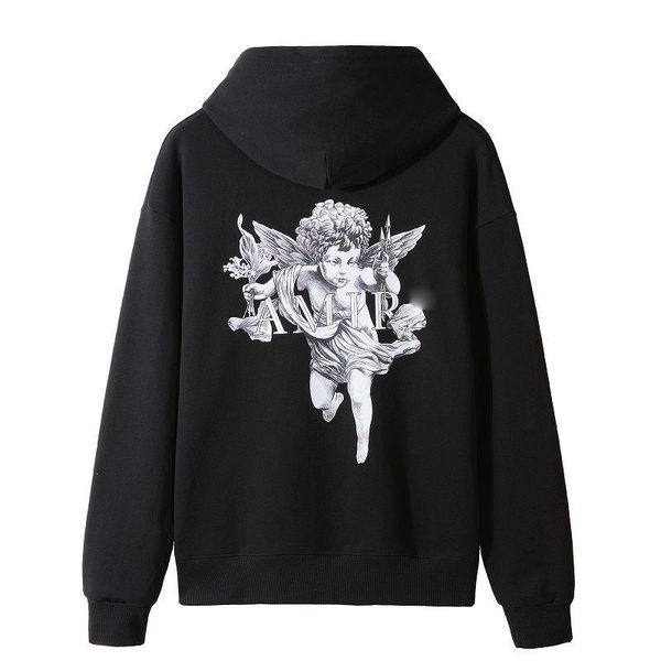 

men's hoodies & sweatshirts angel print long sleeve loose casual tee shirt homme autumn men sweatshirt streetwear hip hop harajuku t f, Black