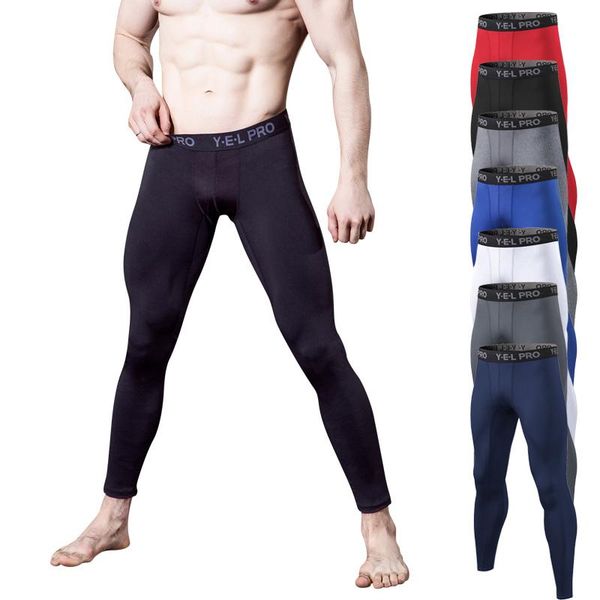 

summer sport tight for men fitness training leggings stretch pants quick-drying wicking trousers compression plus size running, Black;blue