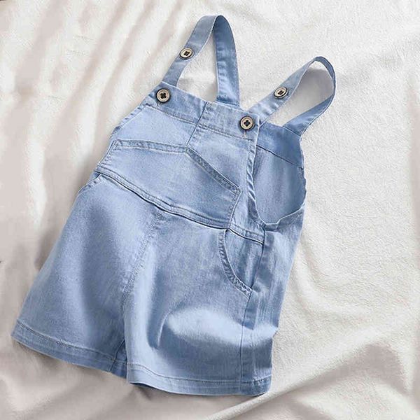 Salopette di jeans estivi Tuta da bambina Jeans da bambina Abbigliamento per bambini Pantaloni a cinque punte Pantaloncini da ragazzo 210515