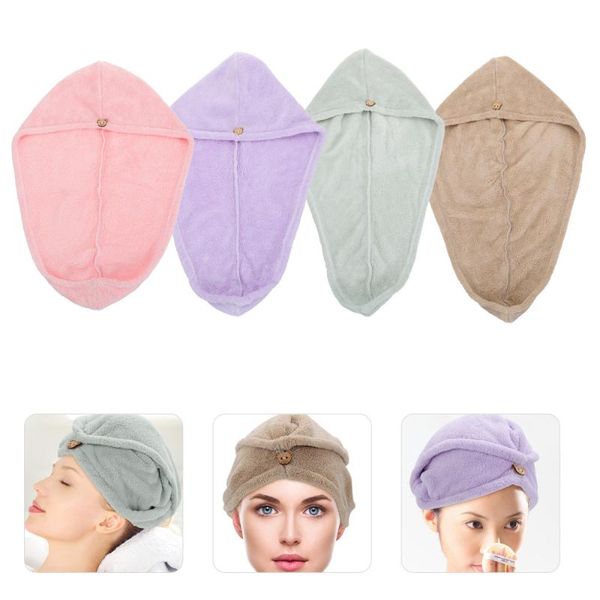 

shower caps 4pcs practical hair drying hats coral fleece dry bathing towels