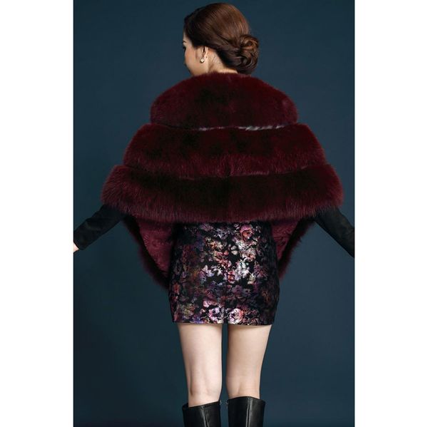 

huapate wedding dress cheongsam fur warm cloak coat white red fashion shawl, Black