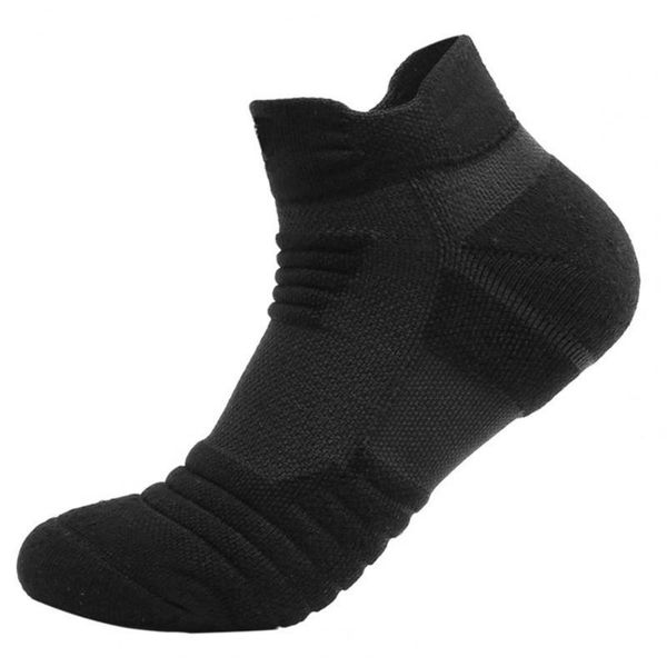 

sports socks casual sporty men solid color thickening outdoor running football basketball short soft sweat absorption, Black