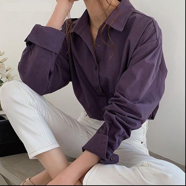 

ladies vintage women shirts blouse shirt autumn winter thicken female casual workwear office lady purple blusas, White