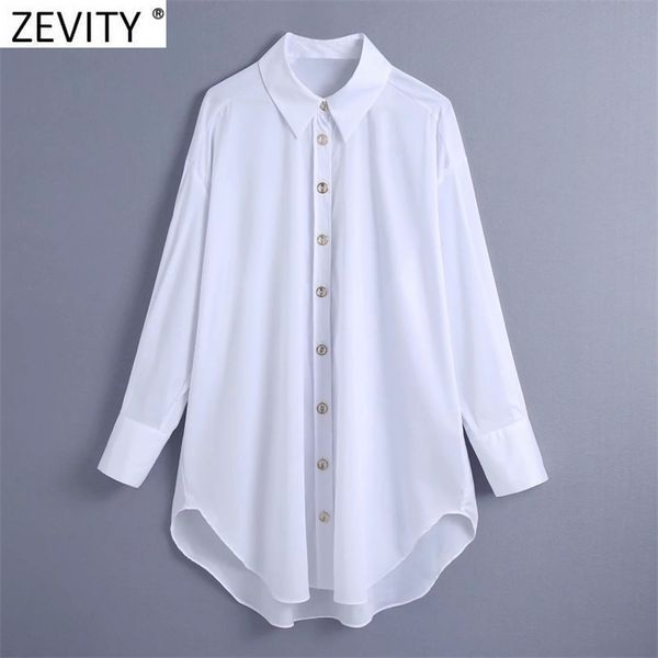 

women fashion single breasted white long smock blouse office ladies turn down collar shirts chic blusas ls7705 210420
