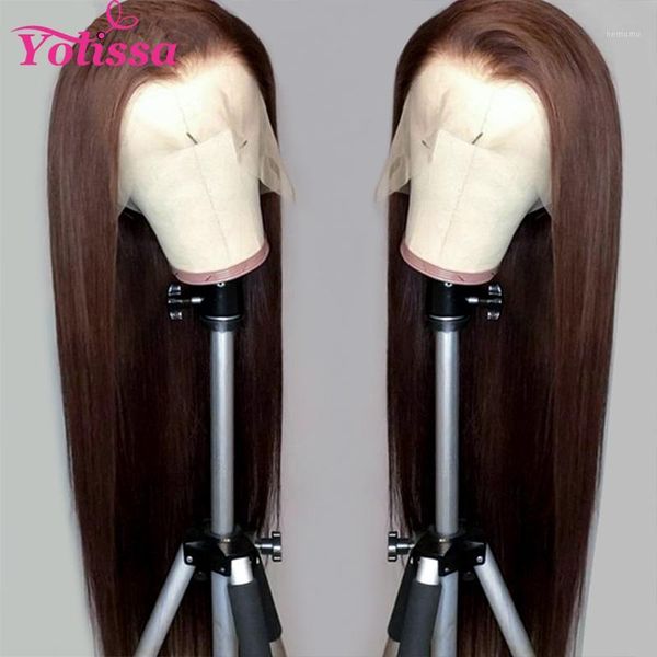 

#4 colored human hair wigs brazilian straight wig 130%-250% pre plucked lace front 8-24 inch 13x4 remy wig1, Black;brown
