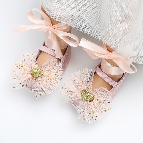 

first walkers autumn/spring baby shoes cotton bow mesh star girls fashion heart shape princess