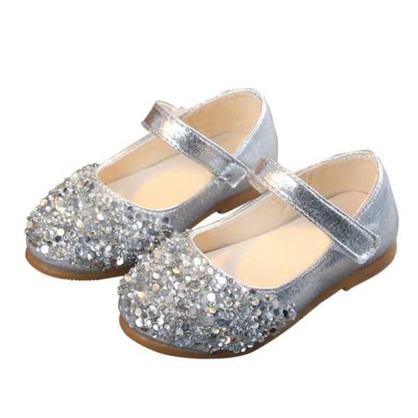 

sneakers summer children girls princess rhinestone shoes little casual dance gold pink sliver color 0-6 2021, Black;red